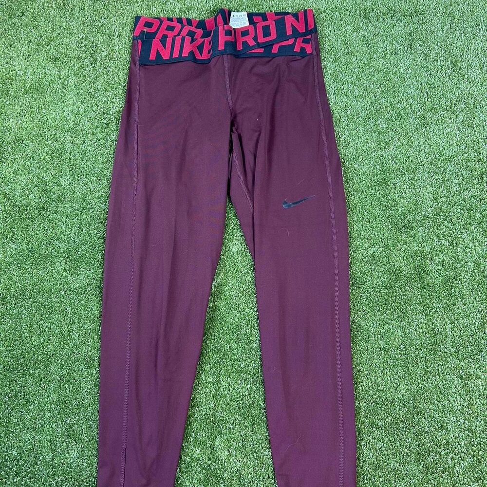 Nike Women's Burgundy and Red Leggings